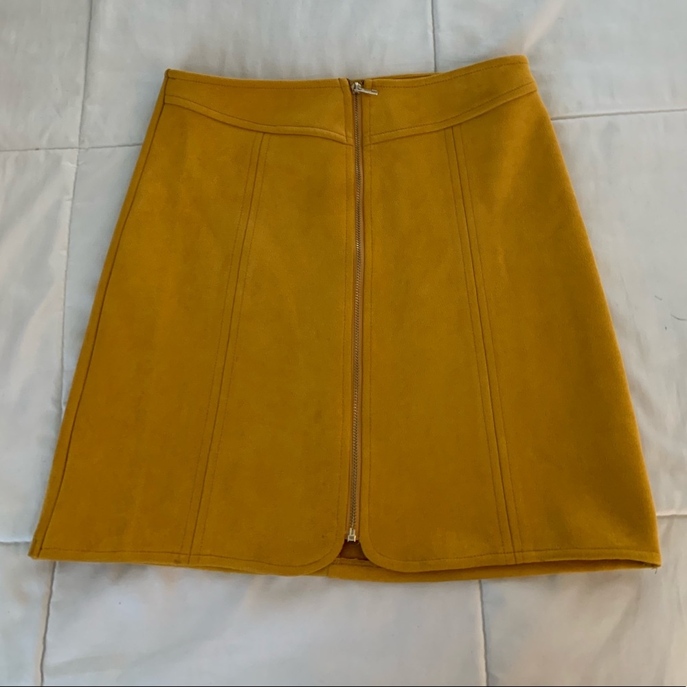 Yellow suede skirt